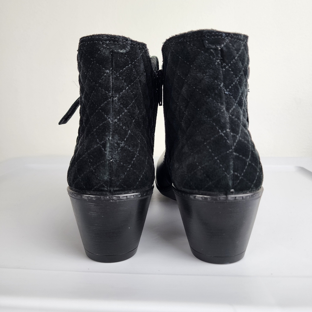 hotter Black Leather Quilted Suede Back Ankle Boots with Side Zip Size 10 - Picture 7 of 14